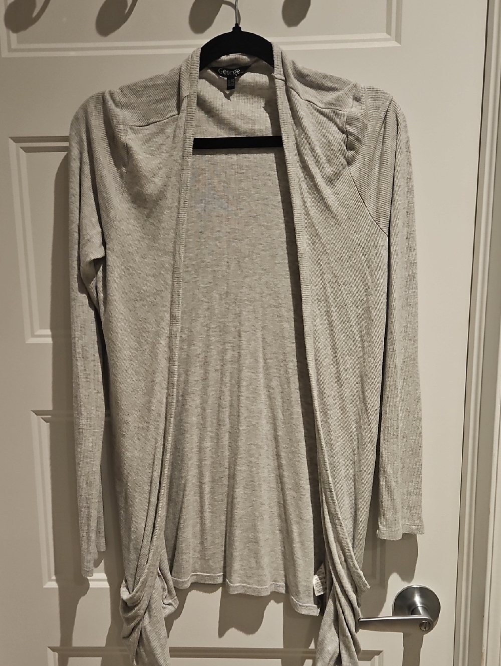 George Heather Gray Draped Open Front Cardigan